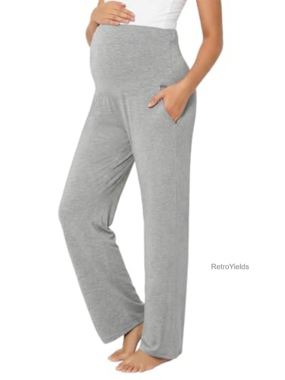 Maternity Lounge Pants with Pocket Stretchy Wide Leg Viscose Sleepwear